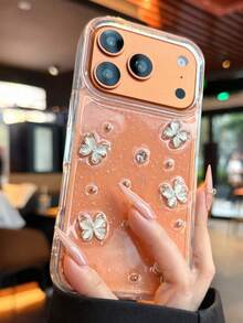 可愛亮片環氧樹脂彩色蝴蝶花透明手機殼，適用於 iPhone 18 Pro Max 18 Pro 17 Pro Max 16 15 14 13 12 Pro Max 14 15 16 Plus 11，時尚防震防撞後蓋保護殼 - 蝴蝶 - 查看 5