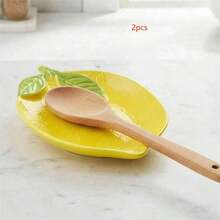 1/2pc Large Lemon Ceramic Spoon Holder, Suitable For Stove, Elegant Cooking Utensil Rack, Heat Resistant, Countertop Placement, Dishwasher , Ideal Gift For Wedding, Housewarming - Multicolor - View 7