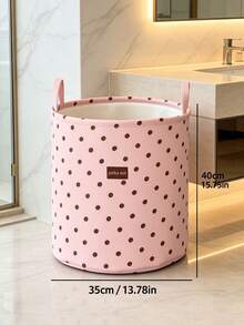 1pc Polka Dot Fabric Laundry Basket, Foldable Laundry Sorting Bin, Wardrobe Clothes Storage, Multi-Functional Dirty Clothes Basket With Ruffle Edge, Portable Handle, Suitable For Bathroom Bedroom, Collect Dirty Clothes And Miscellaneous Items, Home Storage Bucket, Halloween Basket - Multicolor - View 12