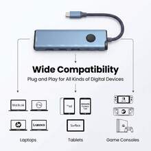 Hub USB-C 6-in-1, Stasiun Docking PD, Pengisian Cepat 100W, Matikan Layar Sekali Klik, 4K 30Hz, Hub Data USB 3.0, Dua Port USB 2.0, Ekstensi Data Tipe-C, Kompatibel untuk MacBook, Laptop, Tablet, Ponsel, Hub USB-C 6-in-1 - View 2