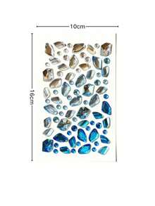 1Set, Metal Phone Stickers, Journaling Supplies, Scrapbook Stickers, Aesthetic Luxury Crystal Gem Themed Decorative Decals, Clear Die Cut, Blue Rhinestone Pattern, For Phone Surface, Water Bottle, Laptop, Camera, Gift Package, Tablet Decor - Blue Gradient Gem Stickers - View 6
