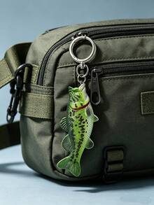 1pc Fish Shape Keychain, Creative Bass Bag Charm Pendant, Unisex Fishing Theme Bag Accessory, KeyRing Ornament For Backpack - Multicolor - View 6