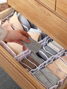 6pcs Multi-Compartment Underwear Storage Mesh Drawer Dividers, For Bras, Panties And Socks, Foldable Transparent Storage Boxes - Multicolor - View 4