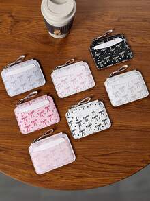 Bow Card Holder, Ultra-Thin Student Small Card Wallet For Women, Card Sleeve Anti-Demagnetization Zipper Coin Purse - Multicolor - View 1