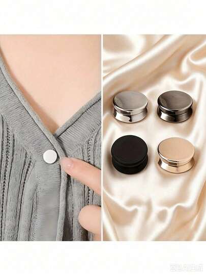 4pcs Fashion Flat Snap Buttons - Multi-Color Detachable Buttons, Suitable For Shirts, Collars, Pants, Cuffs, Scarves, Headscarves - Decorative Accessories, Button Set, Sewing Supplies And Accessories, Clothing Buttons