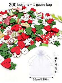 1/30/50/100/150/200pcs Random Christmas Handmade Buttons - Assorted Wooden Holiday Shapes, Suitable For Craft Projects, Scrapbooking And Decoration - Universal, Non-Electric, 14+ Years Old, Sewing Supplies, Sewing Fasteners, Buttons - Multiple Styles - View 14