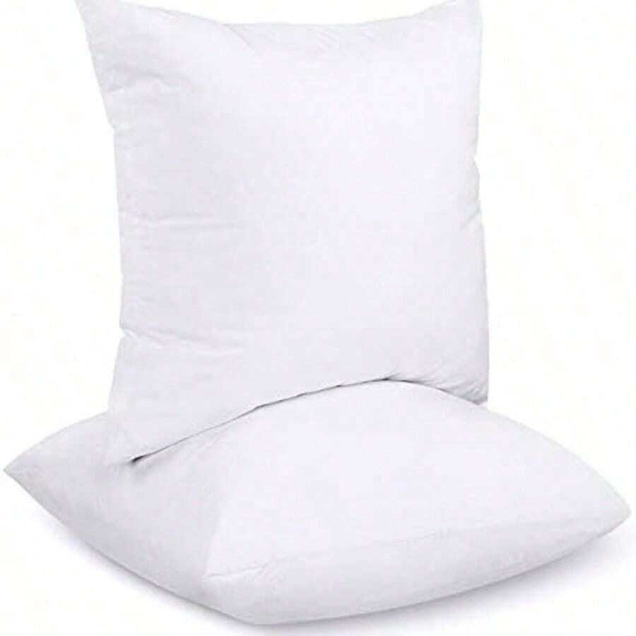 2 piezas/1 pieza Relleno de almohada de 40 X 40 cm (16 X 16 pulgadas), Relleno de almohada de fibra hueca (blanco), Santuario del hogar KZC9 - Blanco - Ver 1
