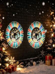 2pcs Christmas Solar Mandala Projection Wall Lights, LED Christmas Wall Lights, Outdoor Projection Lights, Suitable For Garden, Patio, Fence, Home, Party, Porch, Railing, Wall, Stairs, Hallway, Steps And Christmas Decoration - Mandala Wall Sconce - View 17