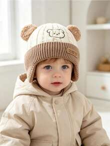 Baby Autumn/Winter Ear Protection Knitted Hat, Cute Woolen Beanie For Boys And Girls - Multicolor - View 5