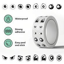 500pcs Roll Adhesive Tape Small Eye Stickers, Decorative Envelope Seal, Great Design, Perfect Gift, Office Supplies, All-Purpose Labels, For Business And Daily Life - Black and White - View 3