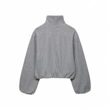 DEEKA Autumn/Winter New Women's European And American Style Fashion Minimalist Back To School Commute Versatile Soft Aviator Jacket - Grey - View 3