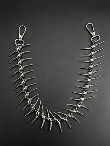 1 dây xích quần xương cá kim loại phong cách High Street Dark Punk, phụ kiện đeo ba lô kiểu cowboy ngầu alien - Bạc - Xem 8