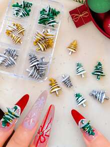 Beautizon Nailartlab 6-Grid Christmas Nail Accessories 3D Mixed Christmas Tree Nail Diamonds Cartoon Resin Wearing Nail Accessories - Multicolor - View 1