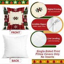 4pcs/1pc Christmas Patchwork Plaid Pattern Pillow Case, Single-Sided Printed Pillow Case, Suitable For Living Room Bedroom Home Decor, All-Season Pillow Case - Multicolor - View 4