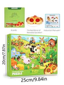Jelajahi Mainan Puzzle Edukatif Anak, Termasuk Kartu Petunjuk yang Sesuai, Dipasangkan dengan Kacamata Dekripsi Merah, Selesaikan Puzzle untuk Membuka Pola Tersembunyi, Permainan Berburu Harta Karun Misterius 2-in-1, Temukan Rahasia Kecil, Kembangkan Keterampilan Observasi dan Konsentrasi, Cocok untuk Pendidikan Anak Usia Dini 3+ Tahun - MultiWarna - View 4