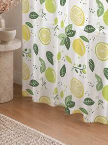2PCS Lemon Citrus Leaf Print High Density Mesh Curtains, Fresh Light Filtering Rod Pocket Window Panels - Multicolor - View 5