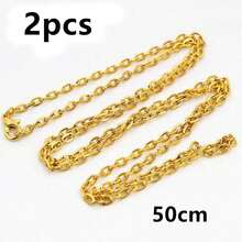 2pcs 4*3mm Diameter 50/70cm Length Handmade Flattened Chain With Clasp Necklace Connector DIY Jewelry Making Accessories - Iron Chains - View 9