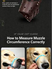 1PC Dog Muzzle, Soft Leather Pet Mouth Cover, Anti Biting, Anti Barking And Anti Eating, Adjustable Breathable Dog Muzzle For Small Medium Large Dogs, Teddy Golden Retriever, Ideal For Daily Walking, Training, Vet Visit And Outdoor Use - Brown - View 4