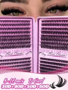 640 Clusters False Eyelashes, Single Lash Clusters, 30D+40D+50D+60D Large Capacity Mixed Pack, D Curl, 8-16mm Mixed Length Segmented Lash Book, Dense And Long, Suitable For Daily Home Wear, Easy To Use - D - View 7