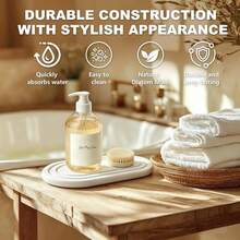 1/2pcs Natural Diatomaceous Earth Quick-Drying Sink Tray With Absorbent Stone Pad - Suitable For Kitchen Countertop, Bathroom Vanity Storage, Faucet Mat, Soap Dish And Coaster, Sink Basin Dedicated Moisture-Absorbing And Moisture-Wicking Diatomaceous Stone Technology - 20cm X 10cm - View 6