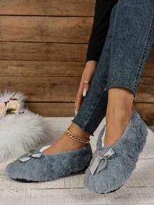 RALSWNAY Fall/Winter Women's Soft And Comfortable Indoor Home Slippers,Fluffy Slippers - Grey - View 2