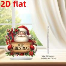 1pc 2D Printed Acrylic "Merry Christmas" Desktop Decor, Bohemian Style Christmas Themed Ornament - Perfect For Home Living Room, Bedroom, Office - C - View 1