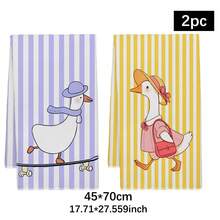 2PCS Kitchen Towels With Skateboard Duck And Shopping Duck Pattern Print 40*60cm Cartoon Style Rectangular Microfiber Kitchen Towels, Dish Cloths, Tablecloths, Hand Towels, Kitchen Decor, Housewarming Gift For Neighbors, Perfect For Kitchen And Bathroom Use, Suitable For Housewives And Family Gatherings, High Cost-Performance, Essential Home Product - Yellow - View 12