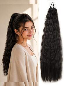 24Inch Synthetic Long Curly Ponytail With Elastic Hair Rope Hair Extensions Fashionable Daily Use Party Hair Accessories Synthetic Long Soft-Touch Fake HairPieces Ponytail Extensions Corn Curly High Temperature Fiber Hair Extension For Women Daily - Multicolor - View 12