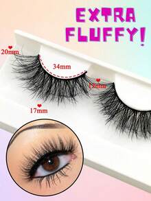 3 Pairs Fluffy Dense False Eyelashes, Create Dramatic 3D Makeup Effect, Thin Mink-Like Strip False Eyelashes - Black - View 5