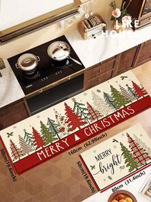 1/2 miếng thảm trang trí bếp Giáng Sinh, họa tiết cây thông Noel, thảm và miếng lót bếp mùa đông, chống trượt, có thể giặt, thấm hút, phụ kiện trang trí bếp, quà tặng lễ Giáng Sinh! - Nhiều màu - Xem 16