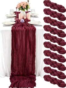 1/3/6/12pcs Cheesecloth Table Runner, Bohemian Country Style Semi-Transparent Cheesecloth Tablecloth, Suitable For Wedding Party, Baby Shower, Birthday, Home Decor, Housewarming Gift - Lilac Purple - View 15