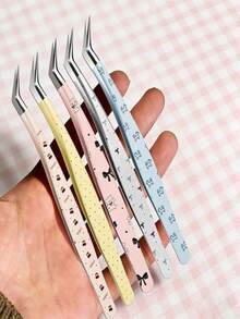 2件/1件韓式黑白波點鑷子，金色羽毛夾手工睫毛接貼工具，不鏽鋼彎頭貼片夾，專用貼片鑷子，睫毛工具，適用於DIY、珠寶製作、電子維修、貼紙、剪貼簿、乙烯基、睫毛、夏季、旅行必需品、美甲用品 - 彩色 - 查看 31