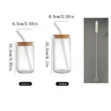 1件 540ml/400ml 可選透明吸管玻璃水瓶，現代極簡玻璃咖啡杯附吸管，大容量透明玻璃杯，辦公桌飲水杯，居家客廳冷飲果汁杯，學生宿舍/上班族便攜水杯，居家辦公/咖啡廳通用玻璃水具，吸管杯飲水杯，新年/情人節/母親節/520/畢業/教師節/中秋節/聖誕節/生日/喬遷禮物，實用居家水具禮品 - 無色 - 查看 11