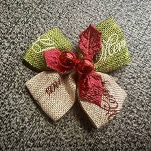 15pcs Mini Handmade Fabric Christmas Bows (Red & Green), Suitable For Christmas Tree Decoration, Gift Wrapping, Wedding, New Year Party DIY Crafts, Classic Small Accessories, Gold Edge Ribbon, Holiday Decoration - Multicolor - View 4
