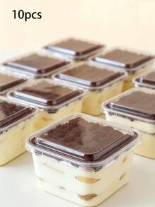 10/20pcs Transparent Layered Mousse Cake Boxes, Fruit Yogurt Packaging Boxes, Soy Milk Packaging Boxes, Cake Boxes - White - View 9