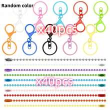 30Pcs Colorful Metal Keychain Making Set Contains Lobster Clasp Swivel Trigger Clips With Split Keyring,Ball Beads Chain With Connector,For Key Chain - Multi-color - View 8