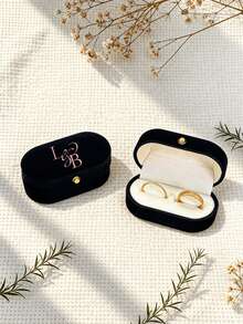 Personalized Wedding Ring Box Engagement Ring Box Proposal Ring Box Modern Ring Box Anniversary Gift With Custom Display Stand And Velvet Lining Holds 2 Rings Suitable For Wedding Engagement Proposal Jewelry Storage - Multicolor - View 8