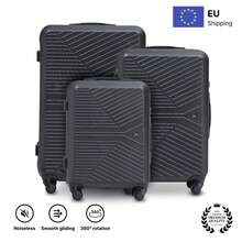 W WINGS Travel Suitcase Set 3 Pcs | Cabin, Medium And Large Hard Shell Luggage With TSA Lock, Telescopic Handle And Wheels - Black - View 4