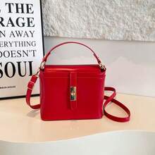Elegant Box-Shaped Top Handle Handbag, Women's Metal Lock Crossbody Shoulder Bag, Detachable Strap Daily Commute Wallet, Multiple Colors Available - Multicolor - View 8