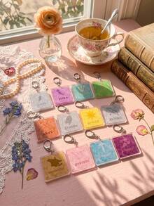 1Pc/12Pcs Greek Mythology Twelve Main Gods Theme Square Acrylic Keychains, Including Zeus, Hera, Ares, Athena, Apollo, Artemis, Hephaestus, Aphrodite, And Dionysus Mythological Symbol Design, Fashion Bag Pendant, Suitable For Mythology Fans Gift, Classic Collection, All Season Use - Multicolor - View 1