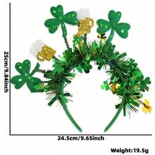 1pc Creative Party Decoration Colorful Strip Headband, Gold & Green Shamrock Headpiece Hat, Carnival Party Hair Hoop Costume Hat Headband - Multicolor - View 12
