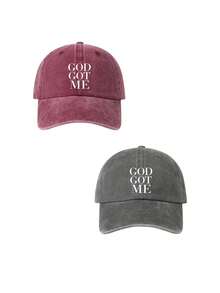 1/2pcs DOG GOT ME Print Washed Baseball Cap,Classic Casual Vintage Soft Adjustable Sun Protection Hat,For Outdoor Sports Daily Wear Party Travel Gift - Multicolor - View 26