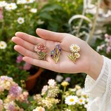 12pcs/Set Monthly Flower Enamel Pin Color Blocking Fashion Decorative Badge Ornaments Lapel Bag Badges Gifts - Multicolor - View 8