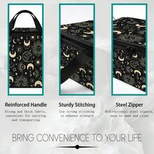 1pc 2DFat. Thickened Foldable Zipper Storage Box, Black Gold Sun Moon Star Print Design, Can Store Clothes, Bedding, Nail Tools, Holiday Items, Suitable For Under Bed, Book Organization, Car Trunk Storage, Cosmetics, Hair Styling Tools, Office, Home Organization, Blankets, Daily Small Items Large Capacity Storage, Wardrobe Placement And Moving Packing, Zipper Closure Secure Reinforced Handle Durable - Multi-color - View 8