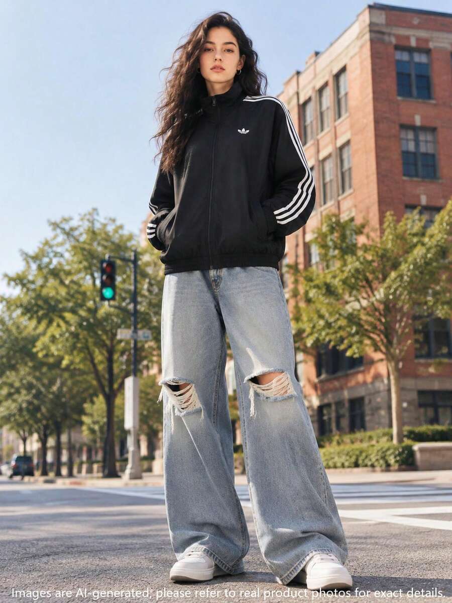 Adidas Women's Jacket/Coat FIREBIRD TT Comfortable Minimalist Daily Casual Commute Jacket KD2894 - Black/white - View 1