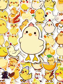 50Pcs Lovely Chick Stickers, Sweet Adorable Yellow Little Chicken Stickers, Waterproof Vinyl Decals For Phone Cases, Water Bottles, Laptops, Luggage, Journal, Scrapbook, Gift - Multicolor - View 2