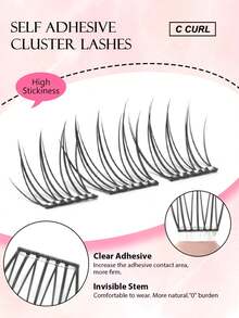 90pcs C Curl Cartoon Style Natural False Eyelashes, No Glue Needed, Lightweight Suitable For Daily Wear, Reusable, Self-Adhesive Glue-Free False Eyelashes, 3 Seconds Quick Application, Firm And Durable - C - View 3