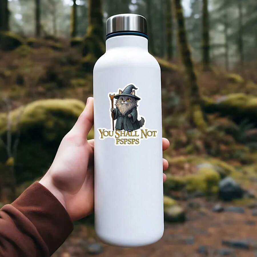 1PC Funny Wizard Cat Decal Sticker, Fantasy Movie Quote Vinyl Sticker For Kindle Laptop, Waterproof Laptop Sticker For Water Bottle Journal Travel Case, Cute Gift For Daughter Sister BFF Girls Tech Teens - Multicolor - View 1