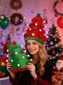 1PC Christmas Decoration, Creative Christmas Tree Hat, Party Hat, Holiday Hat, Christmas Party Decoration Hat. - Multicolor - View 5