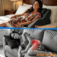 Almohada Grande de Espuma de Memoria Tipo Cuña, Cojín Inclinado de Respaldo para Cama, Soporte Ergonómico para Dormir, Descansar y Leer - Gris oscuro - Ver 5